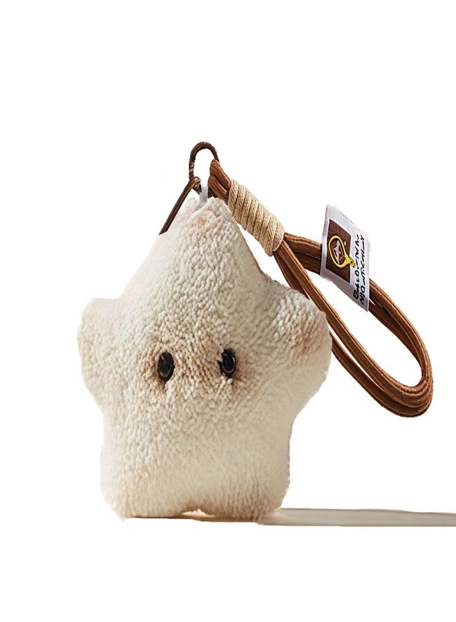 vrawas Plush Keychain for Women, Cute Keychain Squeaky Bag Charms, Star Shaped Purse Charms for Handbags,Kawaii Cute Stuff Gift for Teens & Girls(White) - Image 1